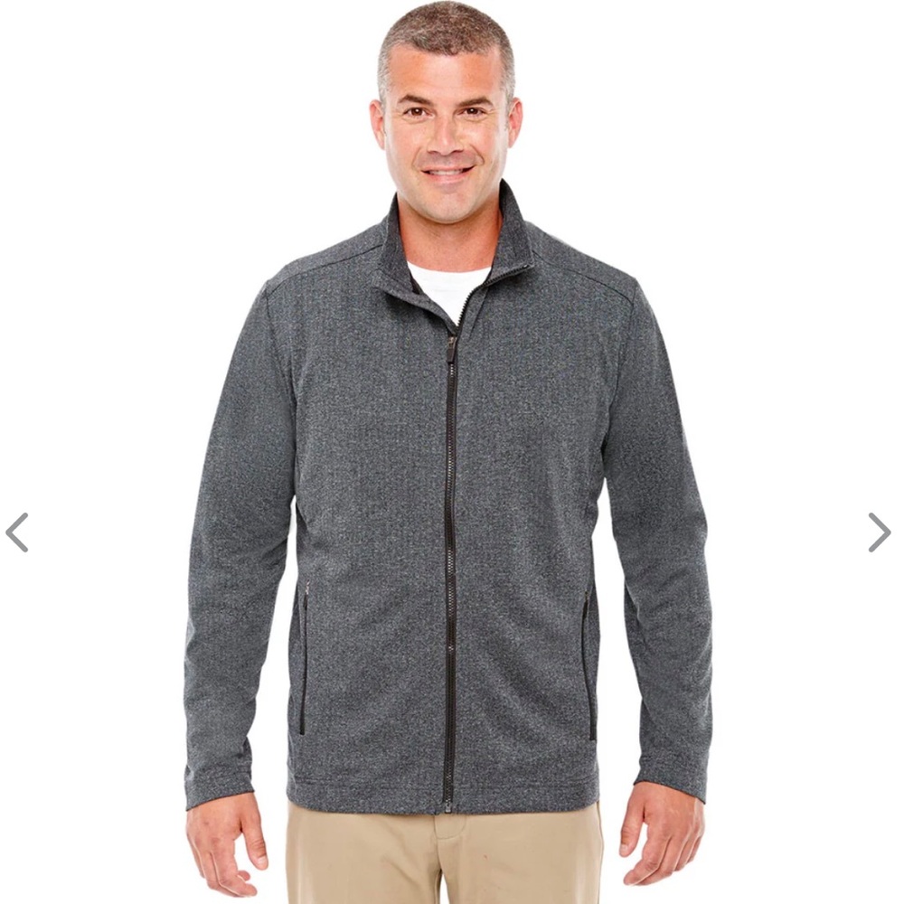 New! Men’s Fairfield Herringbone Full Zip Performance Jacket Size 4XL, Dark Gray